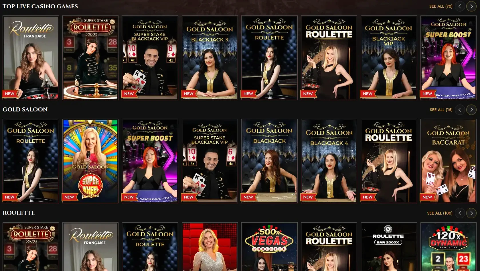 Kingbilly Casino Login-Bereich und Spielauswahl